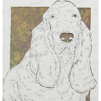 Basset Hound Cut Paper Art, Matted