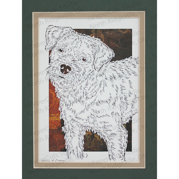 Border Terrier Cut Paper Art, Matted