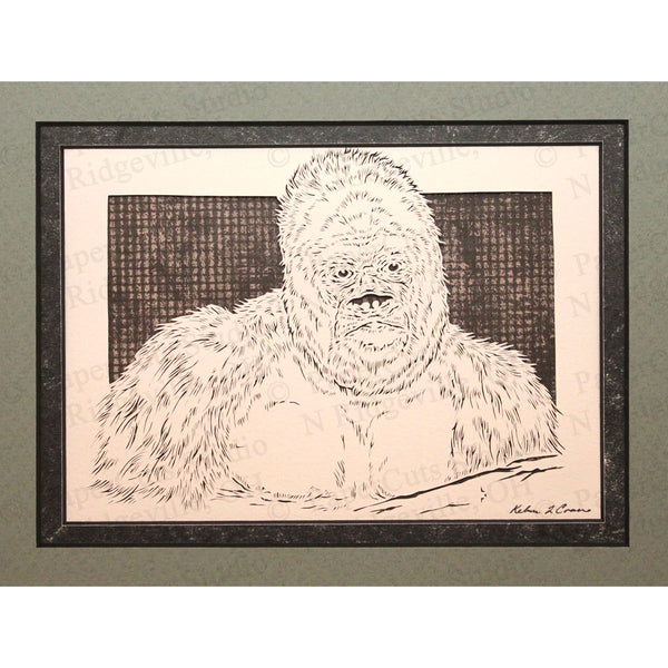 Gorilla Cut Paper Art, Matted