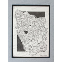 Skye Terrier Cut Paper Art, Matted