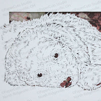 Cockapoo Cut Paper Art, Matted