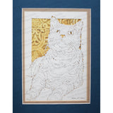 Cat Cut Paper Art, Matted