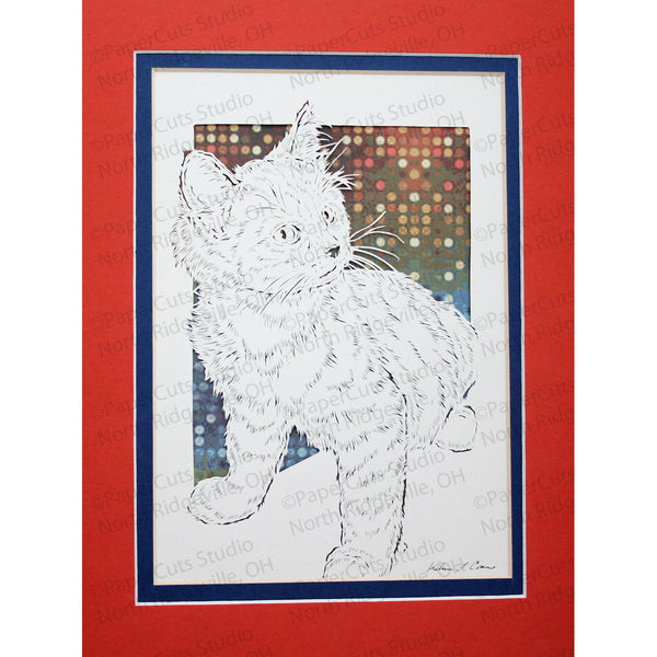 Cat Cut Paper Art, Matted