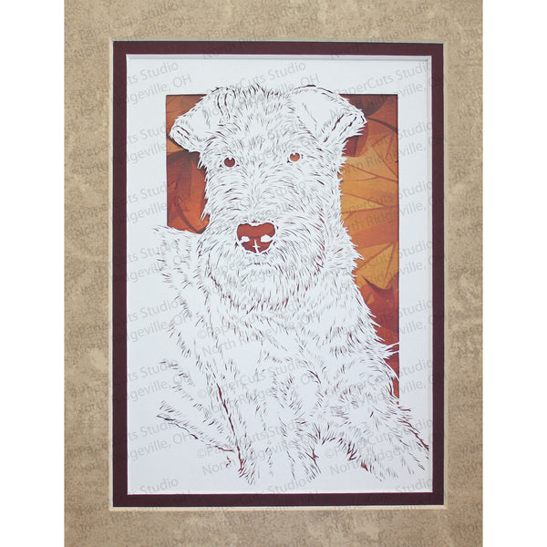 Irish Terrier Cut Paper Art, Matted