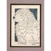 Portuguese Water Dog Cut Paper Art, Matted