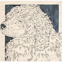 Portuguese Water Dog Cut Paper Art, Matted