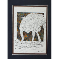 Ostrich Cut Paper Art, Matted