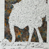 Ostrich Cut Paper Art, Matted
