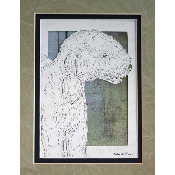 Bedlington Terrier Cut Paper Art, Matted