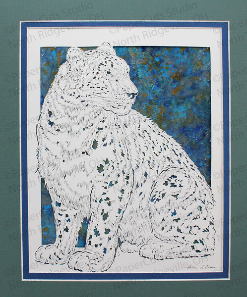 Leopard Cut Paper Art, Matted