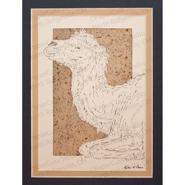 Camel Cut Paper Art, Matted