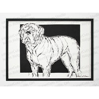 Bullmastiff Cut Paper Art, Matted