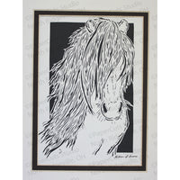 Horse Cut Paper Art, Matted