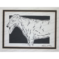 Greyhound Cut Paper Art, Matted