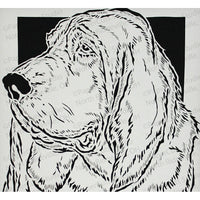 Bloodhound Cut Paper Art, Matted