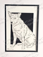 Australian Cattle Dog Cut Paper Art, Matted