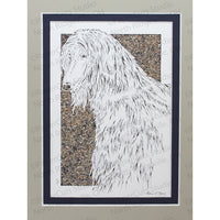 Afghan Hound Cut Paper Art, Matted