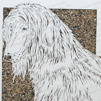 Afghan Hound Cut Paper Art, Matted