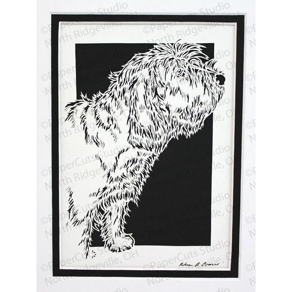 Otterhound Cut Paper Art, Matted