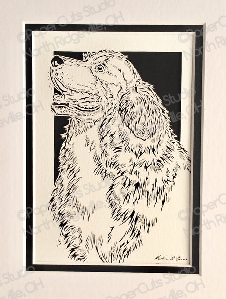 Bernese Mountain Dog Cut Paper Art, Matted