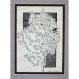 Bouvier des Flandres Cut Paper Art, Matted
