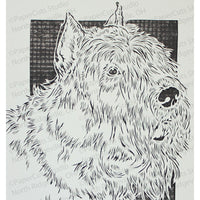 Bouvier des Flandres Cut Paper Art, Matted