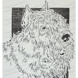 Bouvier des Flandres Cut Paper Art, Matted