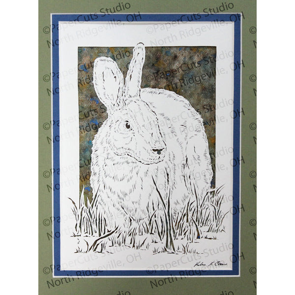 Rabbit Cut Paper Art, Matted