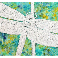 Dragonfly Cut Paper Art, Matted