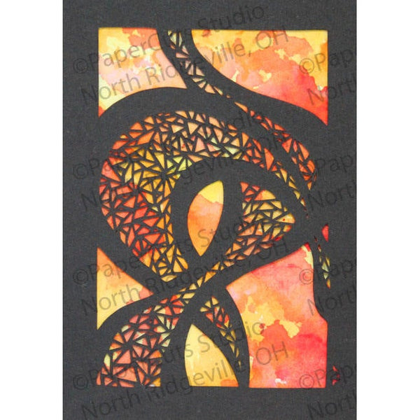 Abstract Mosaic Cut Paper ACEO w Watercolor