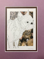 French Bulldog Cut Paper Art, Matted