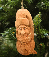 Nightcap Santa, Carved Wood Ornament
